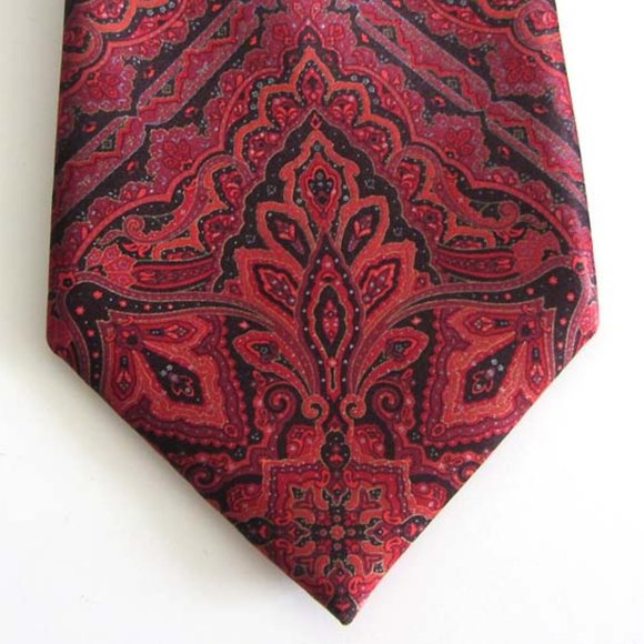 STEFANO RICCI red/blk paisley motif tie 100% silk - Picture 5 of 5